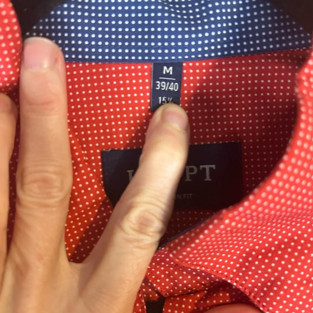 Haupt Germany Men’s Mldern Fit shirt M 39/40 Red Geometric Button Front Long Sle